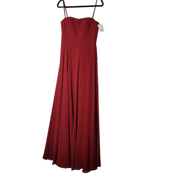 Jenny Yoo Collection Chiffon Bridesmaid Dress Size 8 Burgundy Wine Maxi - Picture 2 of 8